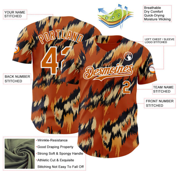 Custom Texas Orange Black-White Leopard Print Authentic Baseball Jersey