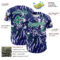 Custom Blue Kelly Green-White Tiger Stripe Print Authentic Baseball Jersey