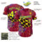 Custom Red Light Yellow-Thunder Blue Leopard Print Authentic Baseball Jersey