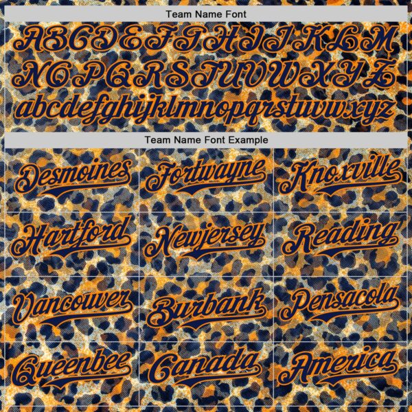 Custom Blue Navy-Bay Orange Leopard Print Authentic Baseball Jersey