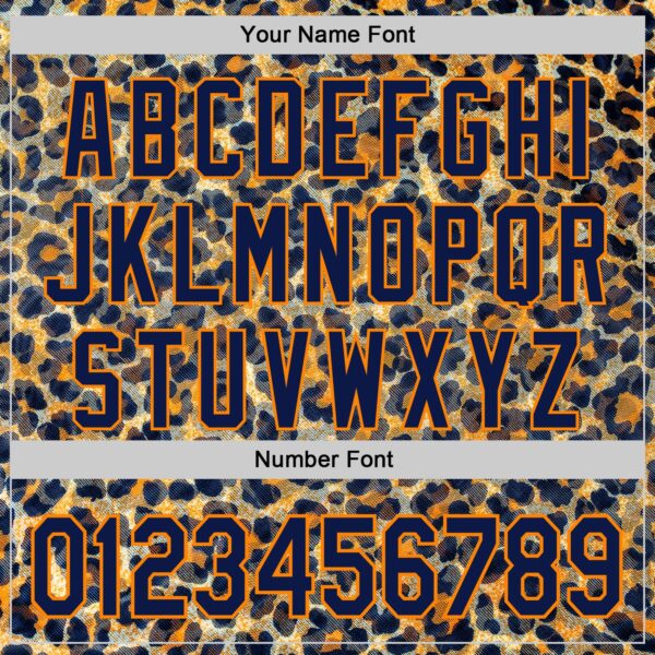 Custom Blue Navy-Bay Orange Leopard Print Authentic Baseball Jersey