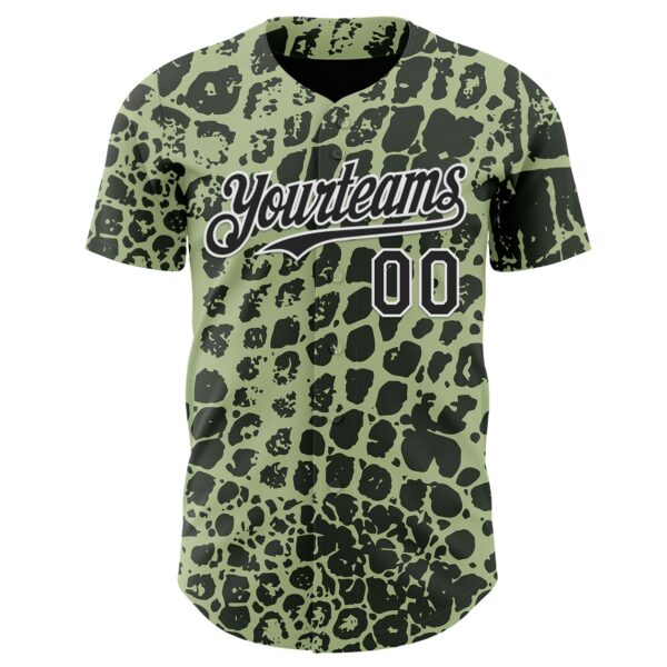 Custom Green Black-White Crocodile Skin Authentic Baseball Jersey