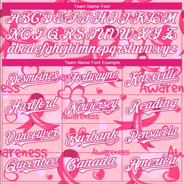 Custom Pink White-Hot Pink 3D Pink Ribbon Breast Cancer Awareness Month Women Health Care Support Authentic Baseball Jersey