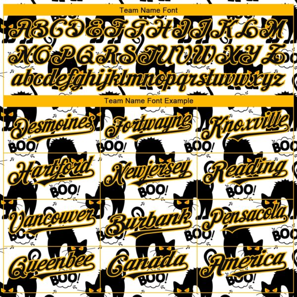 Custom White Black-Yellow 3D Pattern Design Cat Authentic Baseball Jersey