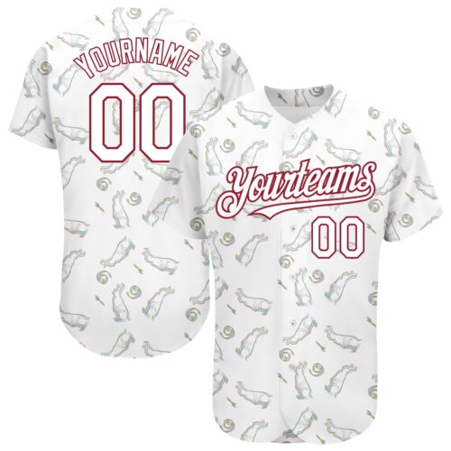 3DPattern1574 Custom White Cardinal 3D Pattern Design Rabbit Authentic Baseball Jersey