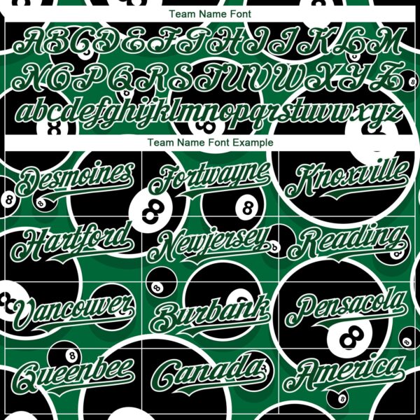 Custom Green White 3D Pattern Design Billiards Snooker 8 Ball Authentic Baseball Jersey
