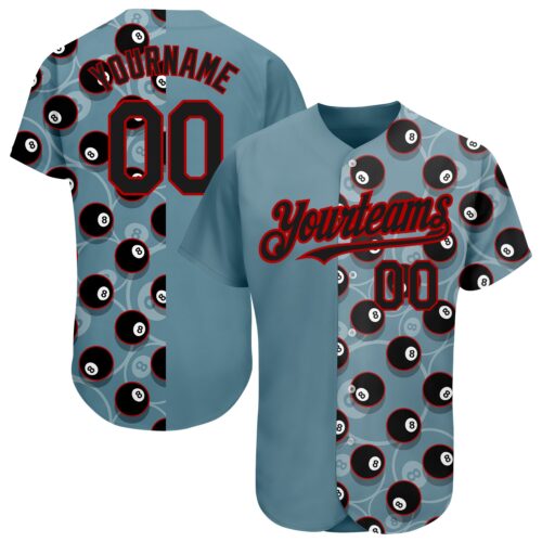 3DPattern1661 Custom Panther Blue Black-Red 3D Pattern Design Billiards Snooker 8 Ball Authentic Baseball Jersey
