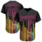 Custom Black Pink 3D Pattern Design Music Festival Abstract Music Soundwave Authentic Baseball Jersey