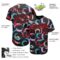 Custom Black Red 3D Pattern Design Abstract Grunge Art Authentic Baseball Jersey