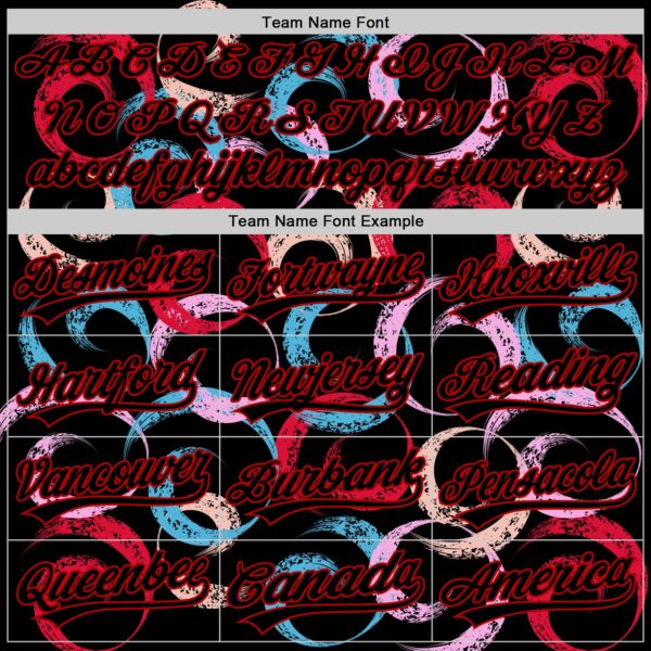 Custom Black Red 3D Pattern Design Abstract Grunge Art Authentic Baseball Jersey