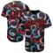 Custom Black Red 3D Pattern Design Abstract Grunge Art Authentic Baseball Jersey