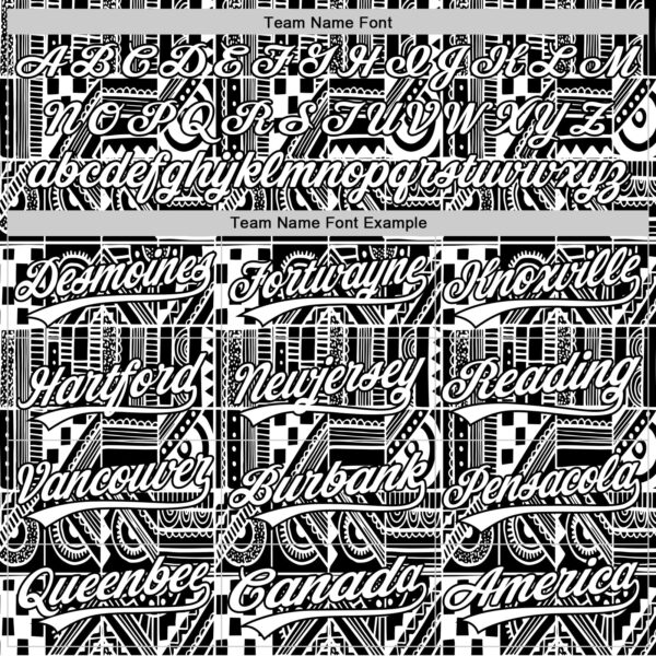 Custom Black White 3D Pattern Design Geometric Monochrome Mosaic Style Authentic Baseball Jersey