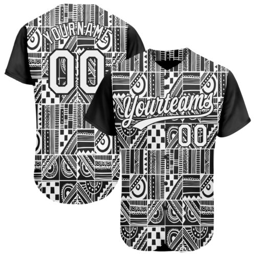 3DPattern2008 Custom Black White 3D Pattern Design Geometric Monochrome Mosaic Style Authentic Baseball Jersey