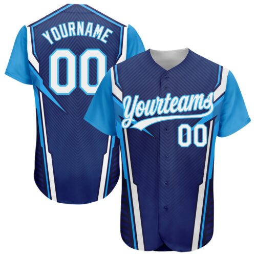 3DPattern2012_799f3a43-e630-4240-8b8b-8f386520a817 Custom Navy White-Sky Blue 3D Pattern Design Abstract Sport Authentic Baseball Jersey