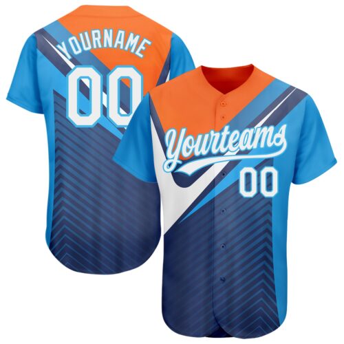 3DPattern2013_f39ec696-c577-48cc-be89-c9c9f461ccee Custom Navy White Orange-Sky Blue 3D Pattern Design Abstract Sport Authentic Baseball Jersey