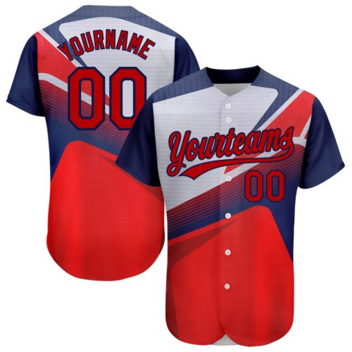 3DPattern2015_c19201f9-01ff-4370-8e76-a3d5afa9b1be Custom Red Navy 3D Pattern Design Abstract Sport Authentic Baseball Jersey