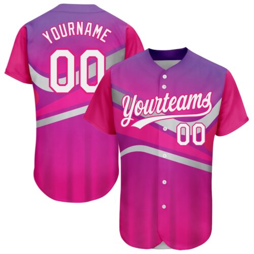 3DPattern2018_86b6ed7b-5f28-40c7-b01d-fafd6501f3b7 Custom Purple White-Hot Pink 3D Pattern Design Abstract Sport Authentic Baseball Jersey
