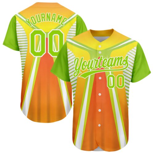 3DPattern2020_399d4f44-13f3-4b42-a69d-5f8c4aba2a69 Custom Orange Neon Green-White 3D Pattern Design Abstract Sport Authentic Baseball Jersey