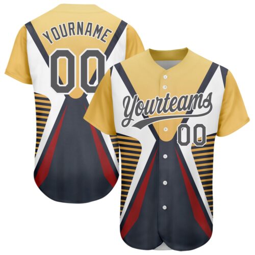 3DPattern2021_dd1d7e8b-57e5-477d-a456-8b34291ba1e9 Custom Steel Gray Vegas Gold-White 3D Pattern Design Abstract Sport Authentic Baseball Jersey