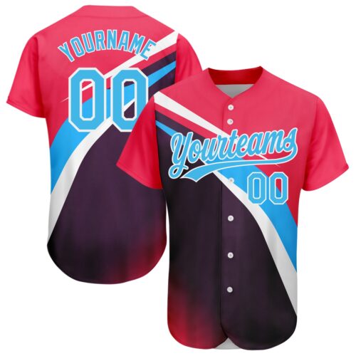 3DPattern2023_9b95a4d4-b66d-4d5c-802c-013cc1a340da Custom Neon Pink Sky Blue Purple-White 3D Pattern Design Abstract Sport Authentic Baseball Jersey