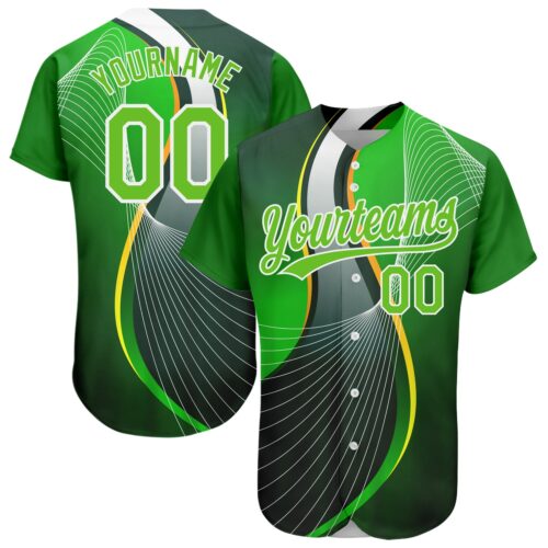 3DPattern2029_11f97ee7-b9d6-4999-a893-1757d20b7e85 Custom Aurora Green Green-White 3D Pattern Design Abstract Sport Authentic Baseball Jersey