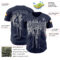 Custom Navy Gray 3D Pattern Design Dripping Splatter Art Authentic Baseball Jersey