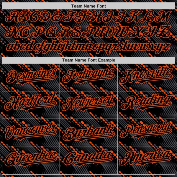 Custom Black Orange 3D Pattern Design Slant Lines Authentic Baseball Jersey