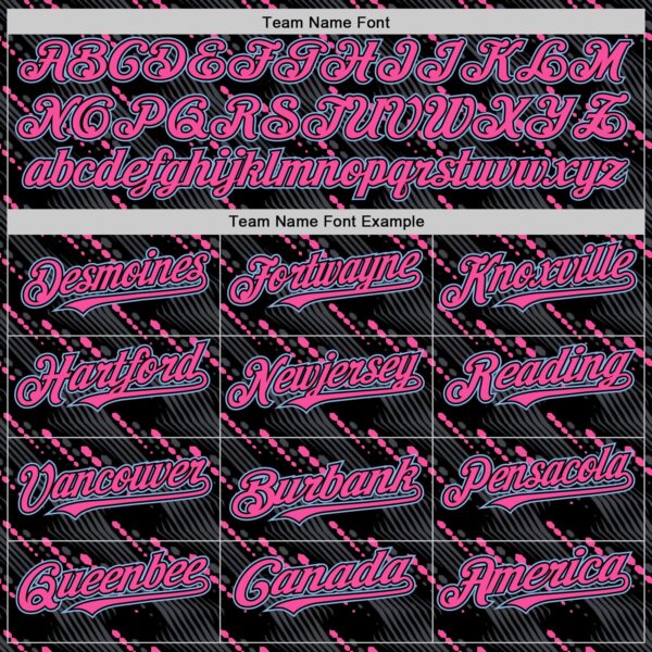 Custom Black Light Blue-Pink 3D Pattern Design Slant Lines Authentic Baseball Jersey