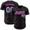 Custom Black Light Blue-Pink 3D Pattern Design Slant Lines Authentic Baseball Jersey