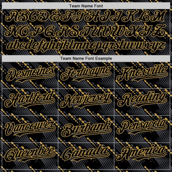 Custom Black Old Gold 3D Pattern Design Slant Lines Authentic Baseball Jersey