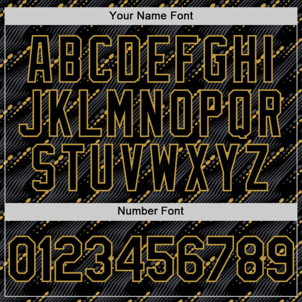 Custom Black Old Gold 3D Pattern Design Slant Lines Authentic Baseball Jersey
