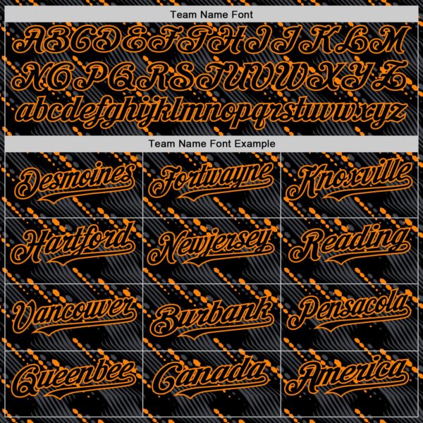 Custom Black Bay Orange 3D Pattern Design Slant Lines Authentic Baseball Jersey