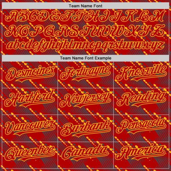 Custom Red Gold 3D Pattern Design Slant Lines Authentic Baseball Jersey