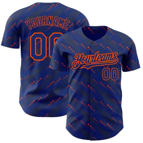 3DPattern2187_ff094070-30ba-454c-97ae-127d33ebd966 Custom Royal Orange 3D Pattern Design Slant Lines Authentic Baseball Jersey