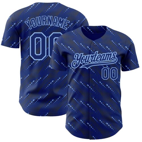 3DPattern2188_688eda58-7685-4495-b130-448780fd26b5 Custom Royal Light Blue 3D Pattern Design Slant Lines Authentic Baseball Jersey