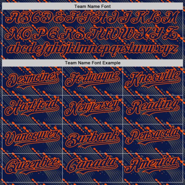 Custom Navy Orange 3D Pattern Design Slant Lines Authentic Baseball Jersey
