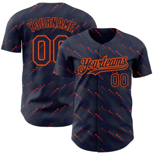 3DPattern2191_b5ca6cfa-aeb9-4539-9583-e2944a93cf1e Custom Navy Orange 3D Pattern Design Slant Lines Authentic Baseball Jersey