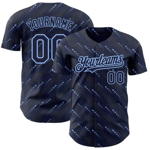 3DPattern2192_1a9f8a83-232c-49dd-8f8f-6e0e0da555eb Custom Navy Light Blue 3D Pattern Design Slant Lines Authentic Baseball Jersey