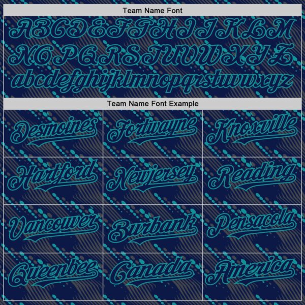 Custom Navy Teal 3D Pattern Design Slant Lines Authentic Baseball Jersey