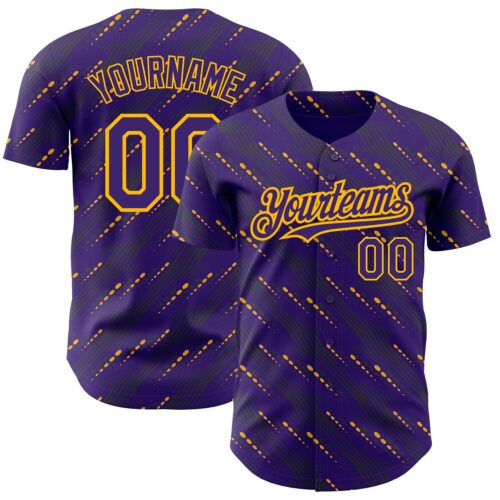 3DPattern2195_87e7c2ff-e1ce-492c-9637-4328ef037351 Custom Purple Gold 3D Pattern Design Slant Lines Authentic Baseball Jersey