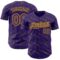 Custom Purple Gold 3D Pattern Design Slant Lines Authentic Baseball Jersey