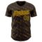 Custom Brown Gold 3D Pattern Design Slant Lines Authentic Baseball Jersey