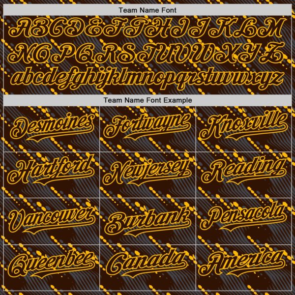 Custom Brown Gold 3D Pattern Design Slant Lines Authentic Baseball Jersey