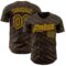 Custom Brown Gold 3D Pattern Design Slant Lines Authentic Baseball Jersey