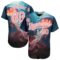 Custom Navy Medium Pink-White 3D Pattern Design Jellyfish Under Water With Light Shining Authentic Baseball Jersey