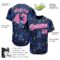 Custom Navy Pink-White 3D Pattern Design Jellyfish Authentic Baseball Jersey
