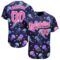 Custom Navy Pink-White 3D Pattern Design Colorful Cartoon Jellyfish Authentic Baseball Jersey