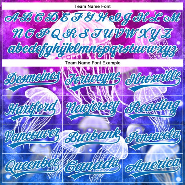 Custom Purple Blue-White 3D Pattern Design Jellyfish Authentic Baseball Jersey