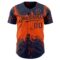 Custom Navy Orange 3D Pattern Design Abstract Splatter Grunge Art Authentic Baseball Jersey