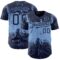 Custom Navy Light Blue 3D Pattern Design Abstract Splatter Grunge Art Authentic Baseball Jersey